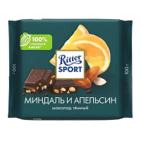 Шок-плит Ritter Sport 100г темный миндаль и апельсин-Photoroom