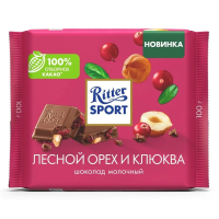Шок плит Ritter Sport 100г лесной орех и клюква