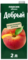 Сок Добрый 2л Персик, Яблоко