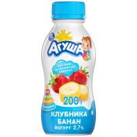 Йогурт пит Агуша 2,7% 180г Клубника-банан