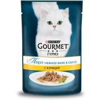 Корм дкошек Gourmet 85г нежное филе в соусе с курицей