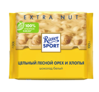 Шок-плит Ritter Sport 100г белый с цельным орехом