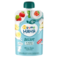Дет десерт Фруто Няня 90г из молока и фруктов яблоко банан клубника д п