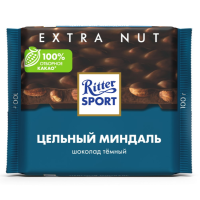 Шокплит Ritter Sport 100г цельный миндаль темный