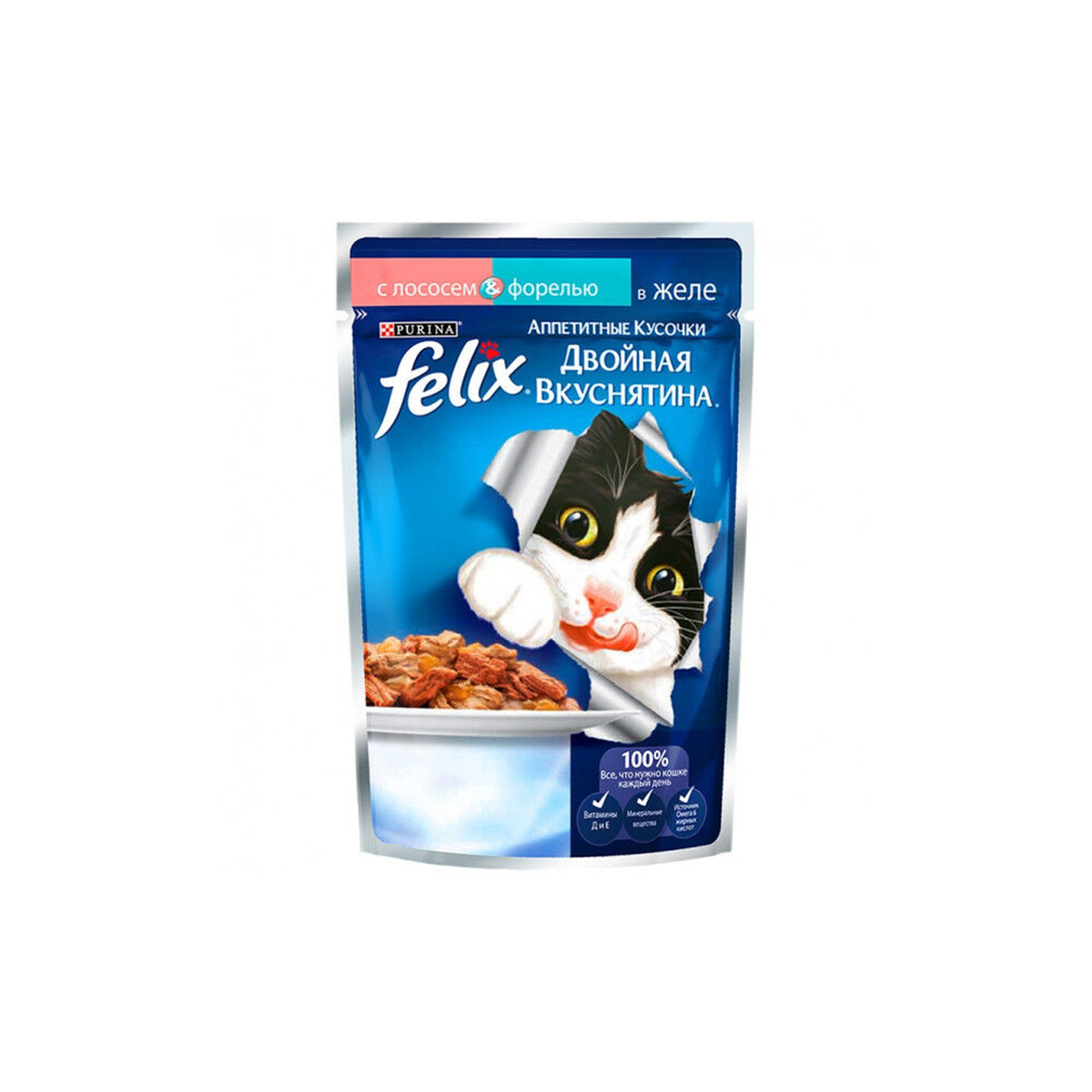 Felix влажный корм для кошек. Корм д\к пауч Felix 26*85гр аппетитные кусочки желе ягненок.