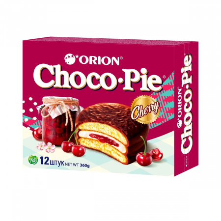 Печенье Orion Choco-pie малина 12шт 360 гр.