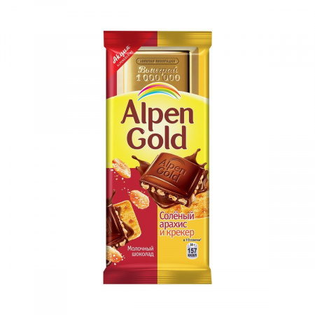 Шок-плит Alpen Gold 90г солёный арахис и крекер
