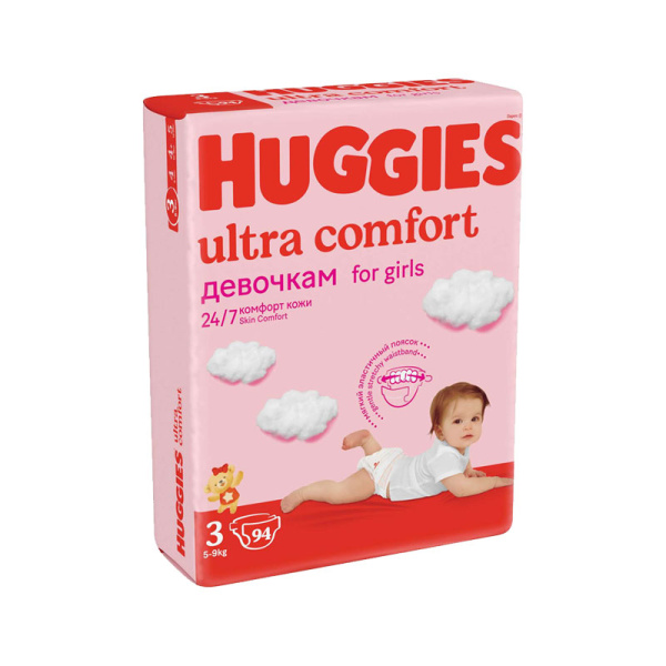 Подгузники HUGGIES Ultra Comfort №3-94шт д_дев 5-9кг