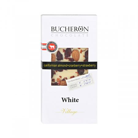Шок-плит Bucheron 100г белый шок с миндалем-клюквой и клубника 72%