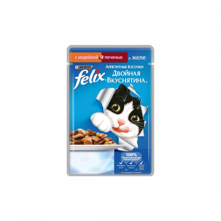 Корм д-кошек Felix 85г с индейкой печенью в желе